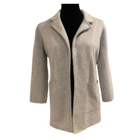 J Crew Sophie Open Front Gray Classic Wool-Blend Sweater Blazer Size S - Picture 4 of 8